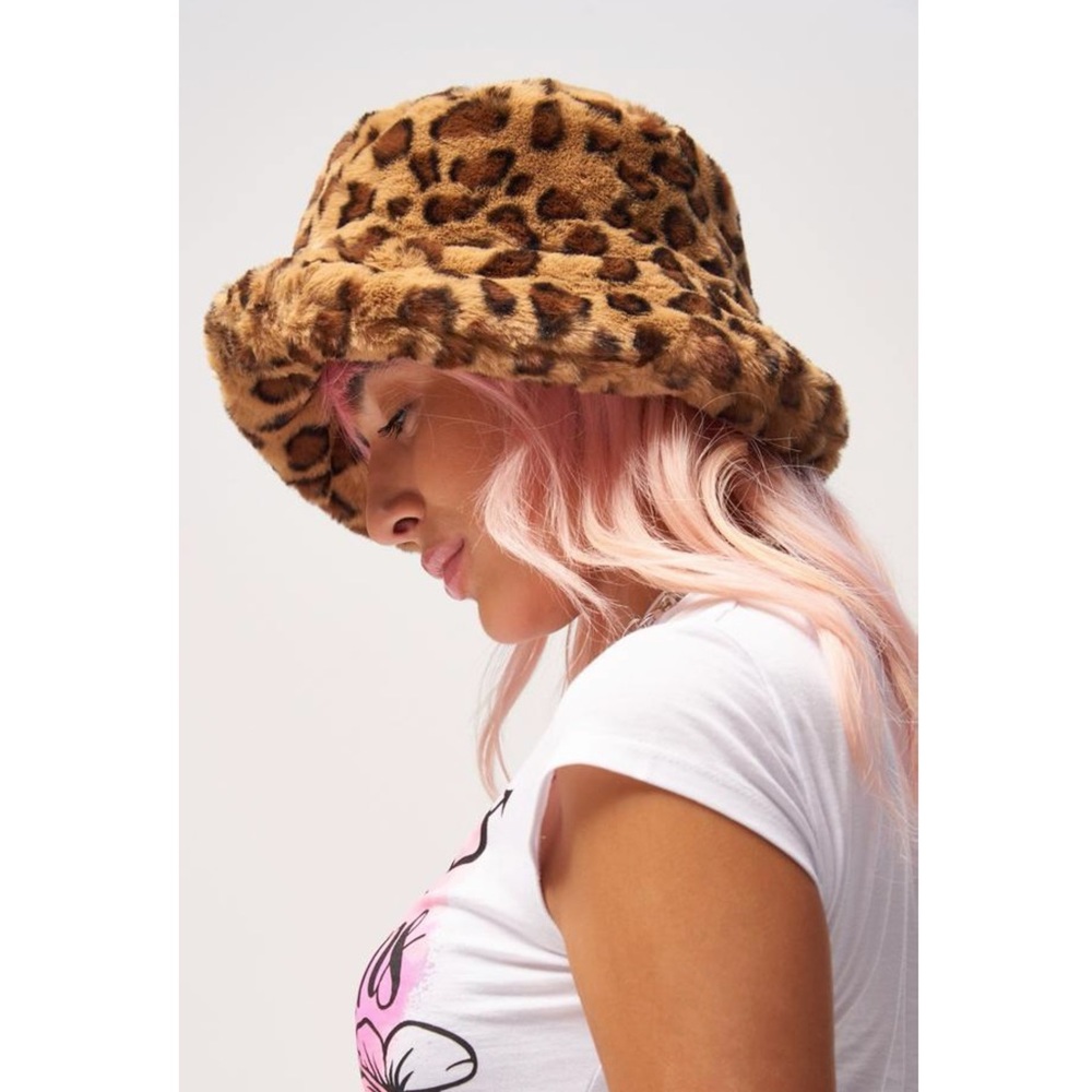 Faux Fur Leopard Bucket Hat!